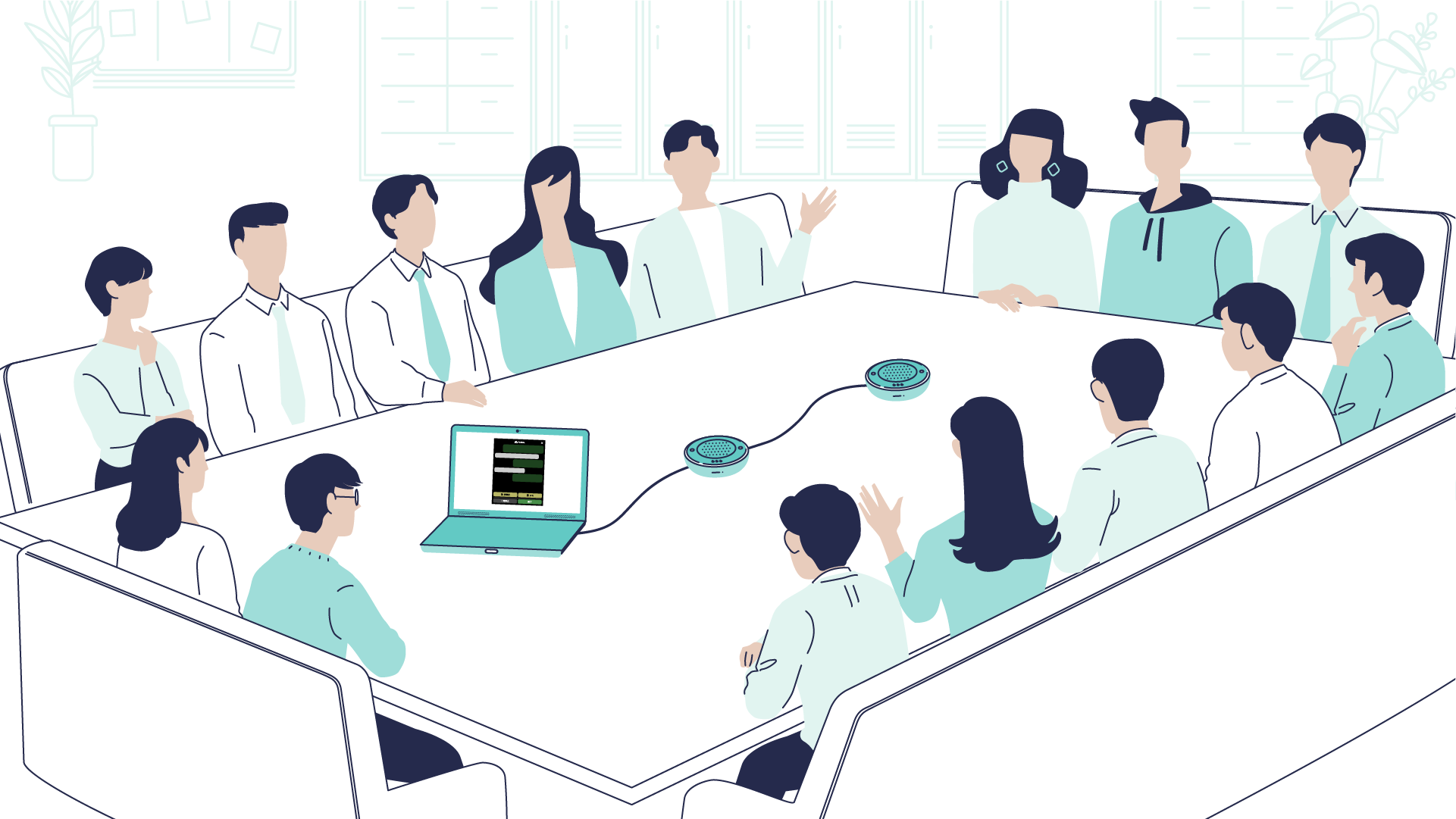 大人数の対面会議でYOMELを利用する – 自動議事録AI「YOMEL」サポート